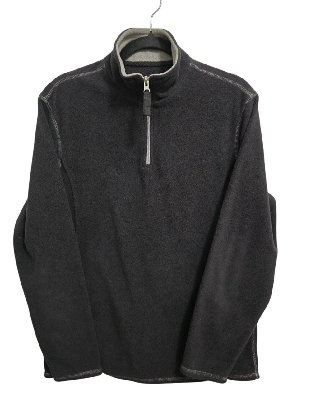 Men's Club Room Black 1/4 Zip Fleece Pullover Jacket Small Soft Polyester